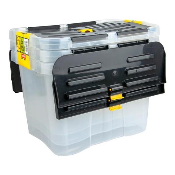 LOT 3x Boîte de rangement DRAGON 15 l noir/transparent