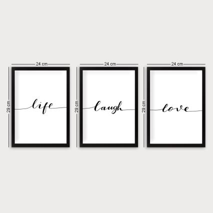 LOT 3x Photo dans un cadre photo 24x29 cm noir