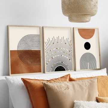 LOT 3x Photo dans un cadre photo 50x70 cm beige/marron