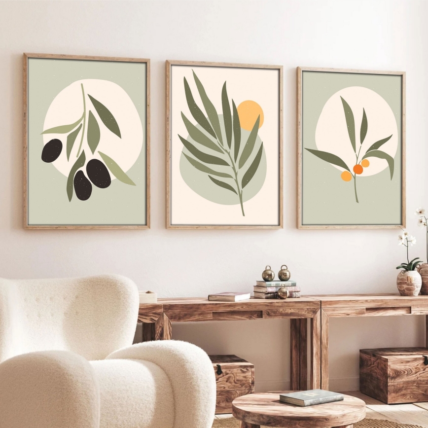 LOT 3x Photo dans un cadre photo 50x70 cm feuilles