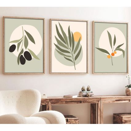 LOT 3x Photo dans un cadre photo 50x70 cm feuilles
