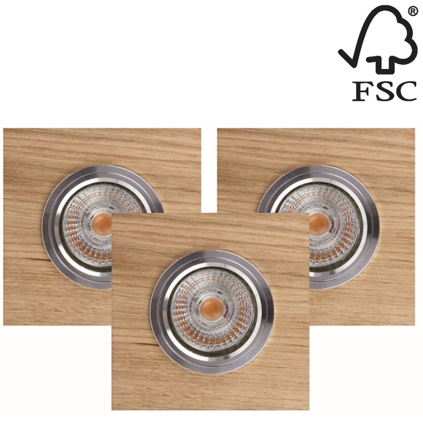 LOT 3x Spot encastrable LED VITAR 1xGU10/5W/230V CRI 90 chêne – FSC certifié