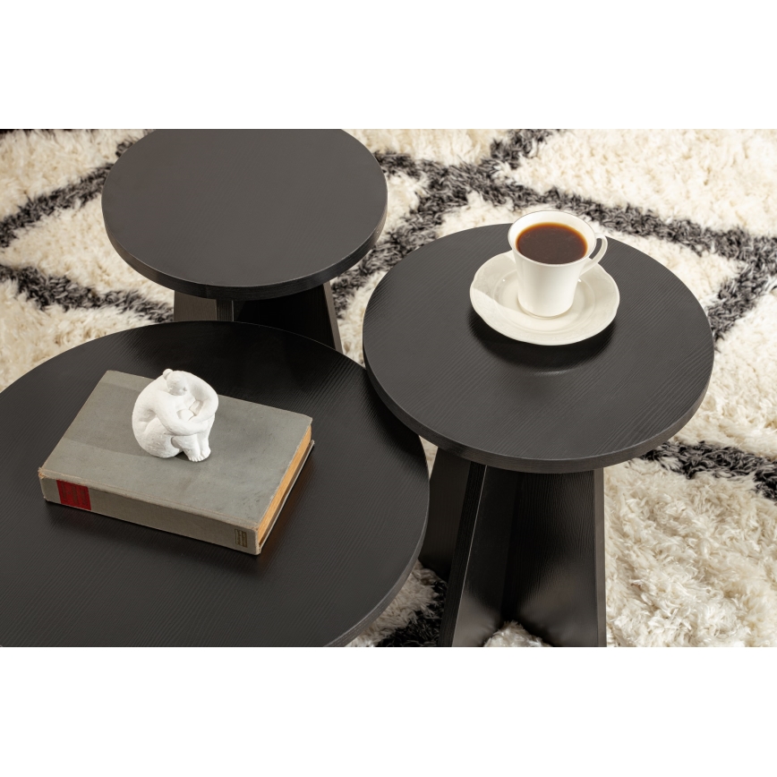 LOT 3x Table d'appoint LUME d. 28/33/43 cm noir