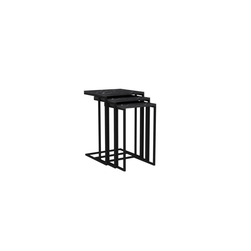 LOT 3x Table d'appoint noire