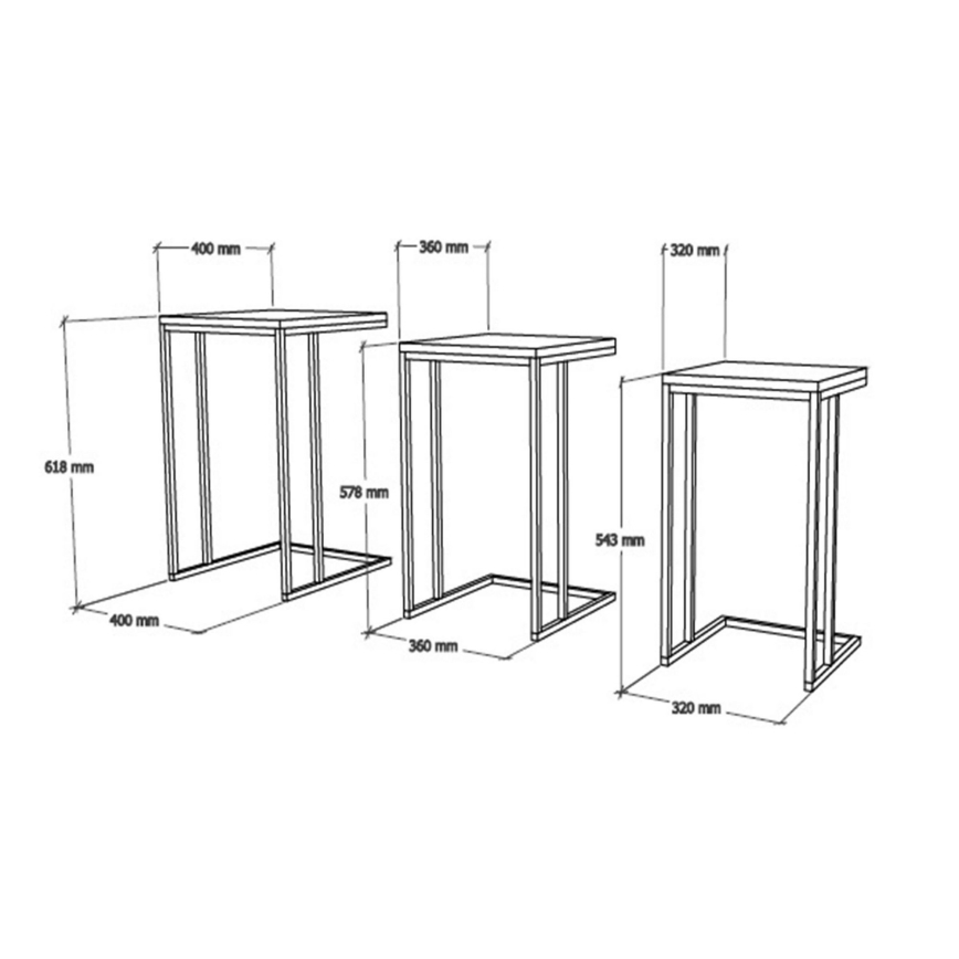LOT 3x Table d'appoint noire