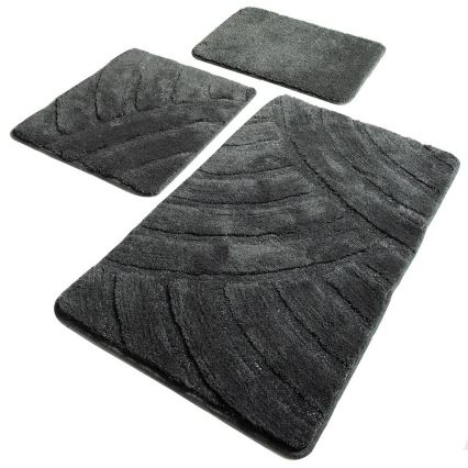 LOT 3x Tapis de salle de bains ALYA 60/60/100 cm anthracite