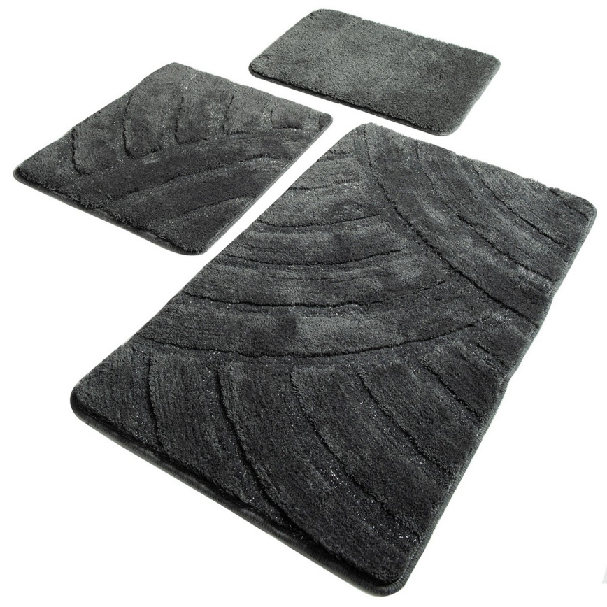 LOT 3x Tapis de salle de bains ALYA 60/60/100 cm anthracite