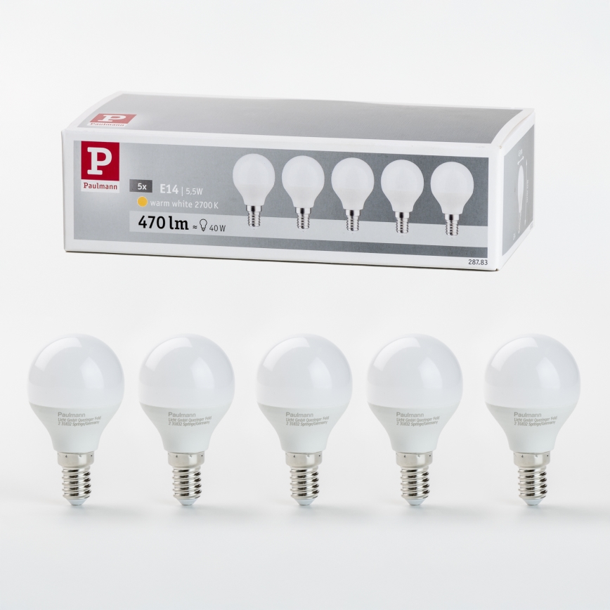 LOT 5x Ampoule LED P45 E14/5,5W/230V 2700K - Paulmann 28783
