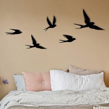 LOT 5x Décoration murale oiseaux métal