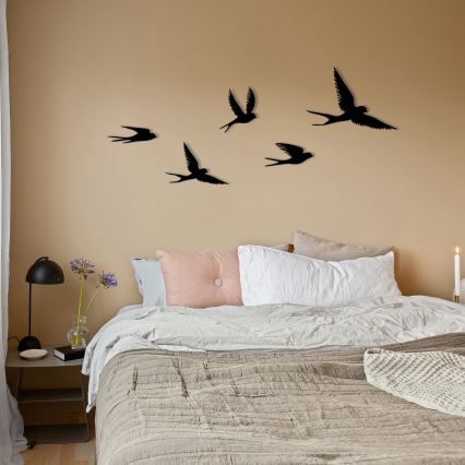 LOT 5x Décoration murale oiseaux métal