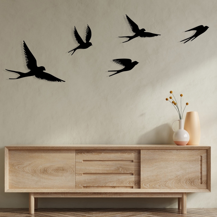 LOT 5x Décoration murale oiseaux métal