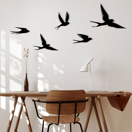 LOT 5x Décoration murale oiseaux métal