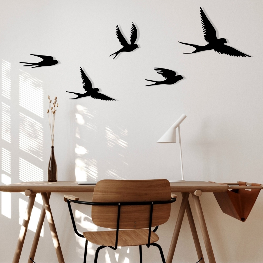 LOT 5x Décoration murale oiseaux métal