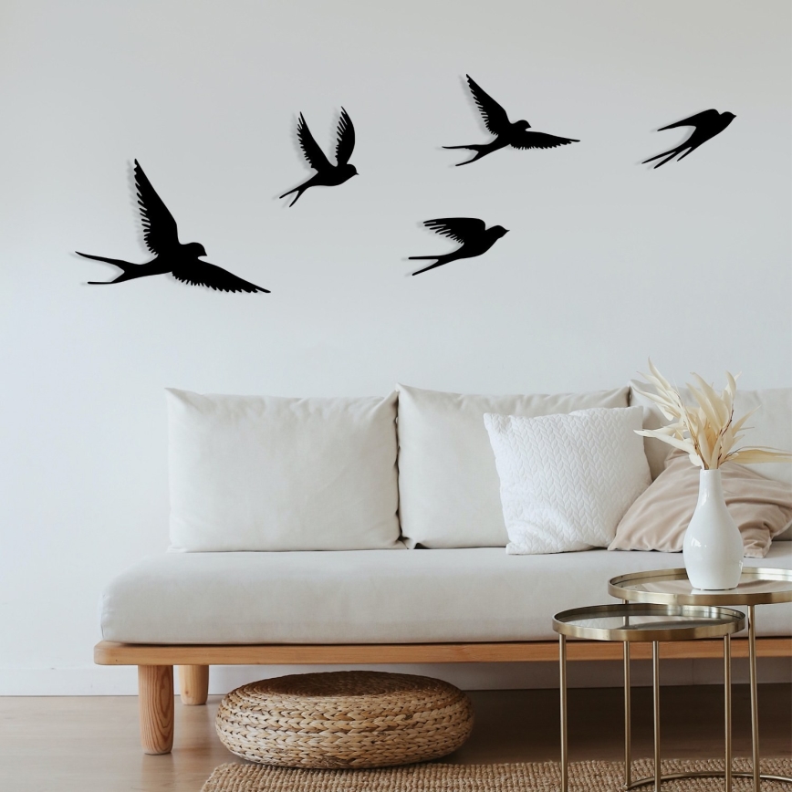 LOT 5x Décoration murale oiseaux métal
