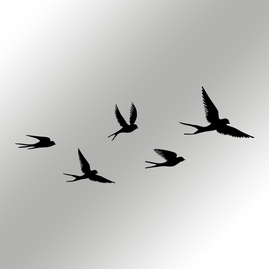 LOT 5x Décoration murale oiseaux métal