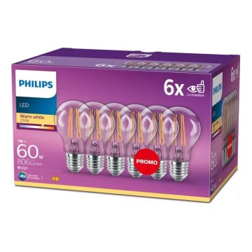 LOT 6x Ampoule LED VINTAGE Philips E27/7W/230V 2700K