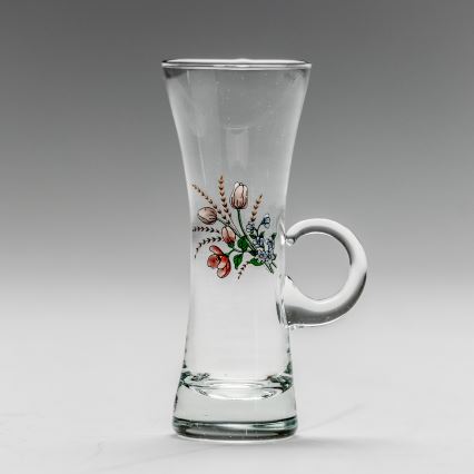 Lot 6x verre à liqueur avec une poignée transparent avec un motif de bouquet n° 3