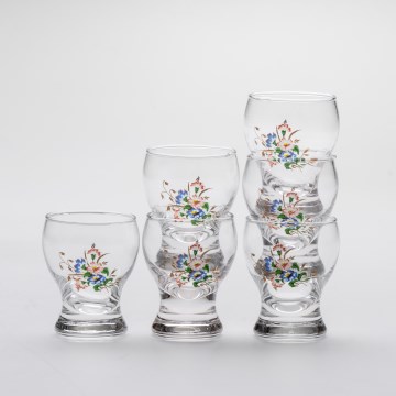 Lot 6x verre à liqueur transparent - modèle de fleur n° 3