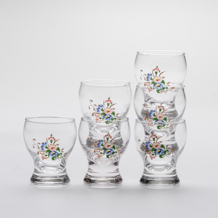 Lot 6x verre à liqueur transparent - modèle de fleur n° 3