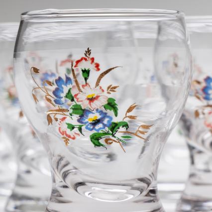 Lot 6x verre à liqueur transparent - modèle de fleur n° 3