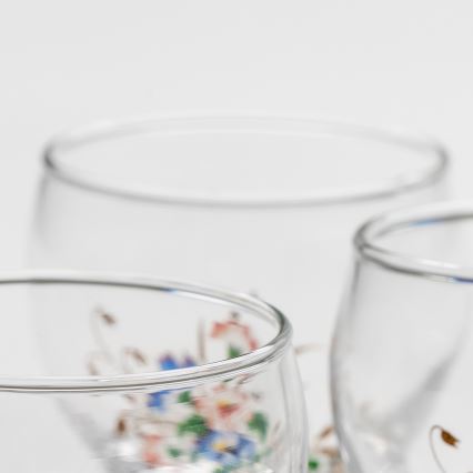 Lot 6x verre à liqueur transparent - modèle de fleur n° 3