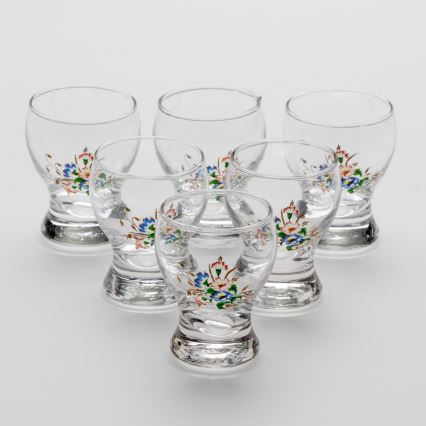 Lot 6x verre à liqueur transparent - modèle de fleur n° 3