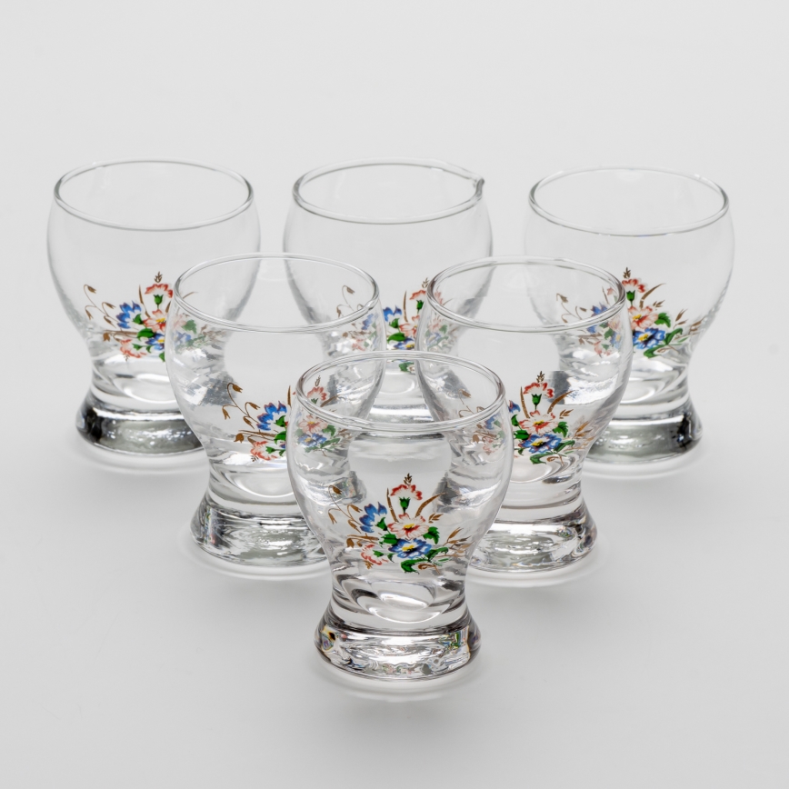 Lot 6x verre à liqueur transparent - modèle de fleur n° 3