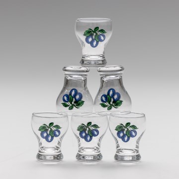 Lot 6x verre à liqueur transparent - prune