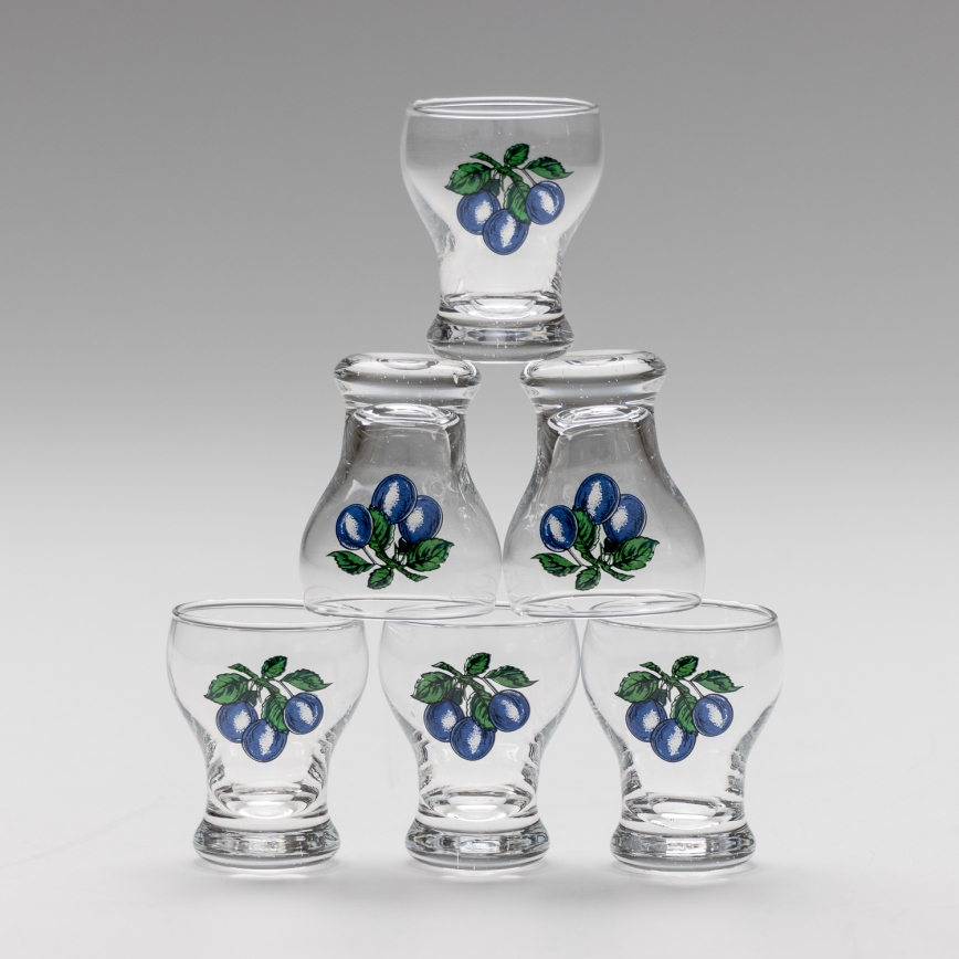Lot 6x verre à liqueur transparent - prune