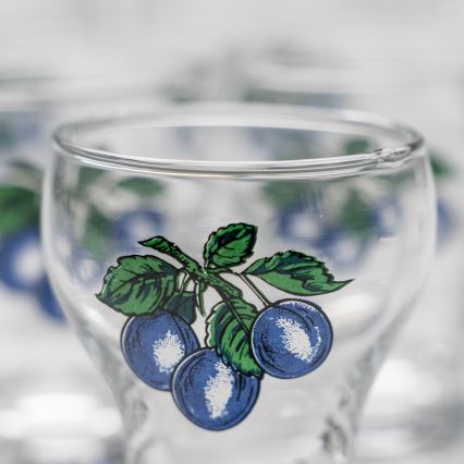 Lot 6x verre à liqueur transparent - prune