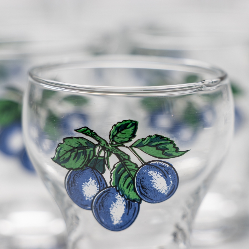 Lot 6x verre à liqueur transparent - prune