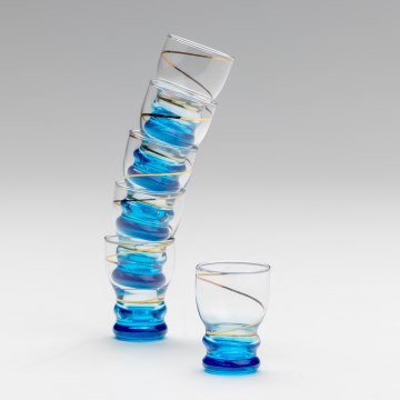 Lot 6x verre à shot transparent bleu