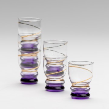 Lot 6x verre à shot transparent violet
