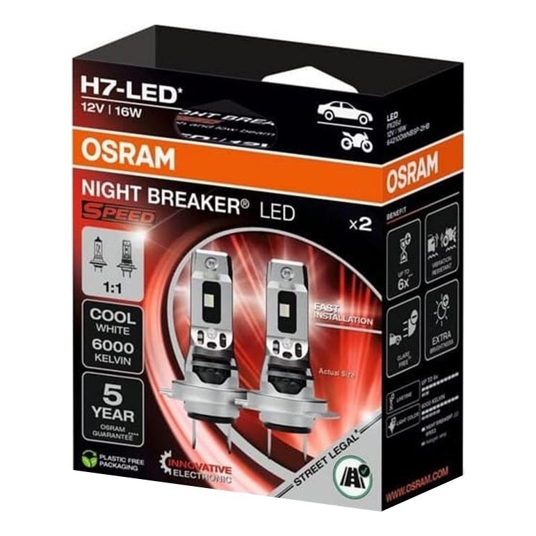 Lot de 2 ampoules LED auto NIGHT BREAKER SPEED H7 PX26d/16W/12V 6000K - Osram