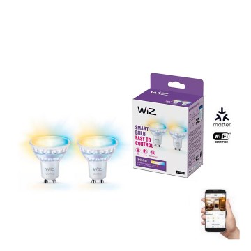 Lot de 2 ampoules LED dimmables avec capteur de mouvement PAR16 GU10/4,7W/230V 2700-6500K IRC 90 Wi-Fi - WiZ