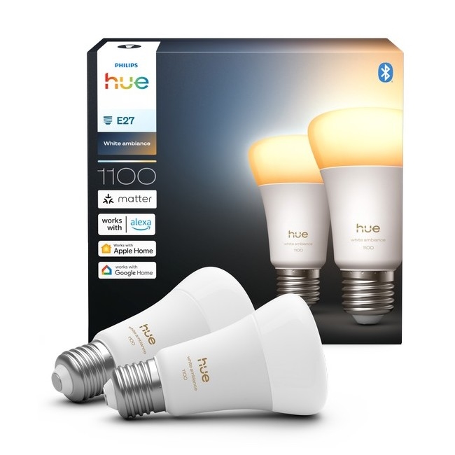 LOT DE 2 ampoules LED dimmables Philips Hue WHITE AMBIANCE E27/8,1W/230V 1000-20000K
