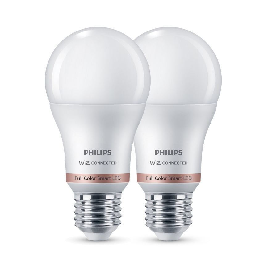 Lot de 2 ampoules LED RGB à intensité variable Philips SMART A60 E27/12,5W/230V 2200-6500K