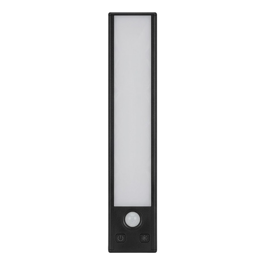 Lot de 2 éclairages LED rechargeables pour mobilier avec détecteur de mouvement et capteur crépusculaire VIRO LED/1W/3,7V 800 mAh 3000/4000/6500K 20 cm noir