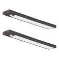 Lot de 2 éclairages LED rechargeables pour meubles avec détecteur de mouvement et capteur crépusculaire VIRO LED/1,2W/3,7V 800 mAh 3000/4000/6500K 30 cm noir