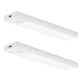 Lot de 2 éclairages LED rechargeables pour meubles avec détecteur de mouvement et capteur crépusculaire VIRO LED/1W/3,7V 800 mAh 3000/4000/6500K 20 cm blanc