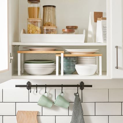 Lot de 2 étagères de rangement MARGE blanches/marron