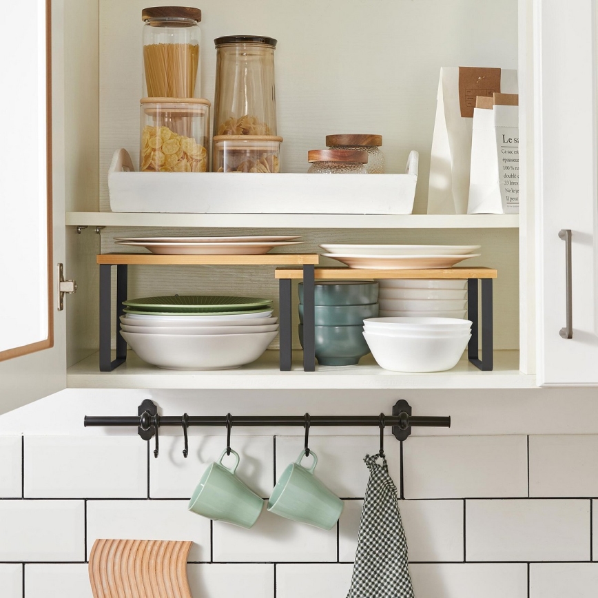 Lot de 2 étagères de rangement MARGE, noir/marron