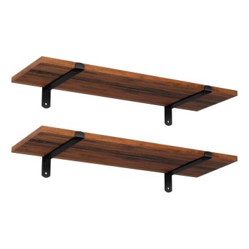Lot de 2 étagères murales SHELFY, marron/noir