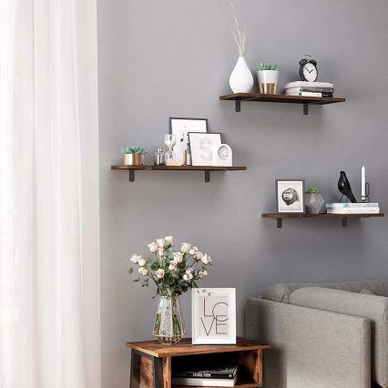 Lot de 2 étagères murales SHELFY, marron/noir