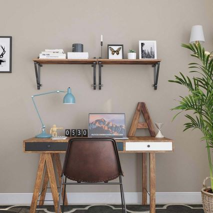 Lot de 2 étagères murales SHELFY marron/noir
