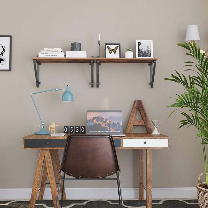 Lot de 2 étagères murales SHELFY marron/noir