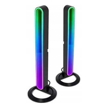 Lot de 2 lampes de table dimmables LED RGBIC LED/5W/5V noires + télécommande