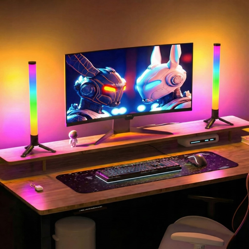 Lot de 2 lampes de table LED RGBIC dimmables, 5 W/5 V, noir + télécommande