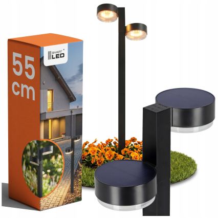 Lot de 2 lampes solaires LED 2xLED/1W/3,7V 1200 mAh 55 cm IP65 noires