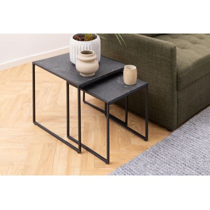 Lot de 2 tables basses ALMA, finition anthracite